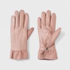 Women's Leather Ruffle Wrist Gloves - A New Day Pink
