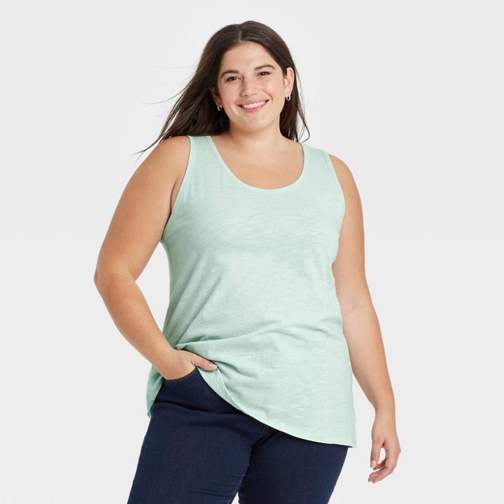 Women's Plus Size Slub Tank Top - Ava & Viv
