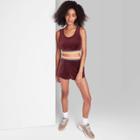 Women's Mid-rise Velour Track Shorts - Wild Fable Burgundy
