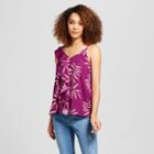 Women's Printed Asymmetrical Ruffle Tank Top - A New Day Purple