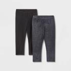 Girls' Adaptive 2pk Capri Leggings - Cat & Jack Black/dark Blue