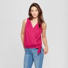 Women's Wrap Front Knot Blouse - Universal Thread Pink