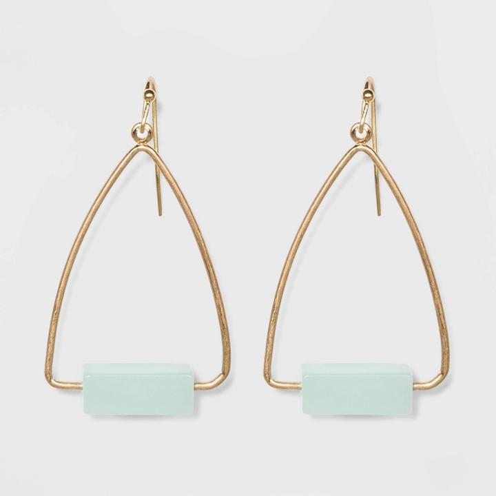 Rectangular Cubed Semi-precious Aventurine Drop Earrings - Universal Thread Mint, Women's, Size:
