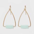 Rectangular Cubed Semi-precious Aventurine Drop Earrings - Universal Thread Mint, Women's, Size: