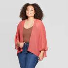 Target Women's Plus Size Woven Print Pleat Back Kimono - A New Day Pink