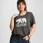 Modern Lux Women's Plus Size California Bear Graphic T-shirt Gray 1x -