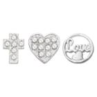 Target Treasure Lockets 3 Silver Plated Charm Set With Faith, Hope, Love Theme - Silver, Women's