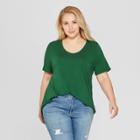 Women's Plus Size Short Sleeve Scoop Neck Relaxed T-shirt - Ava & Viv Green