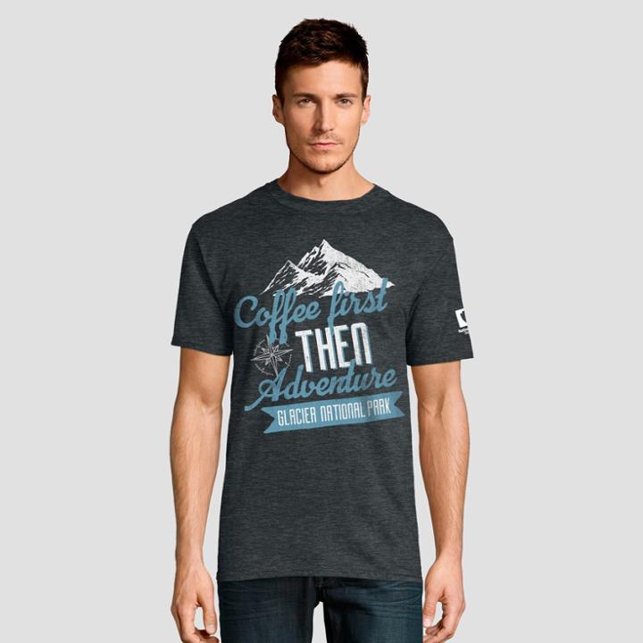 Petitehanes Men's Short Sleeve National Parks Glacier Graphic T-shirt - Slate S, Size: