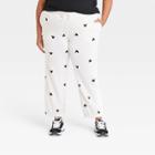 Women's Disney Mickey Mouse Plus Size Flocked Graphic Jogger Pants - Off-white