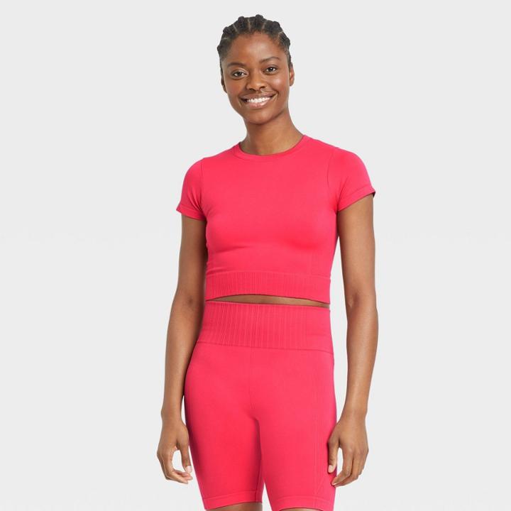 Women's Seamless Crop Top - All In Motion Cherry Red