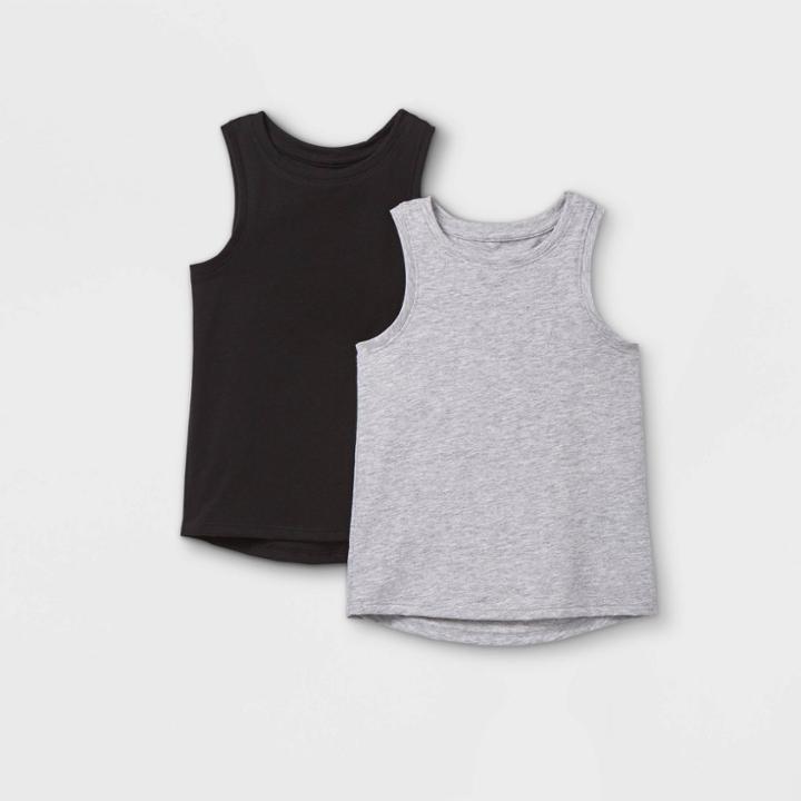 Toddler Girls' 2pk Tank Top - Cat & Jack Black/gray