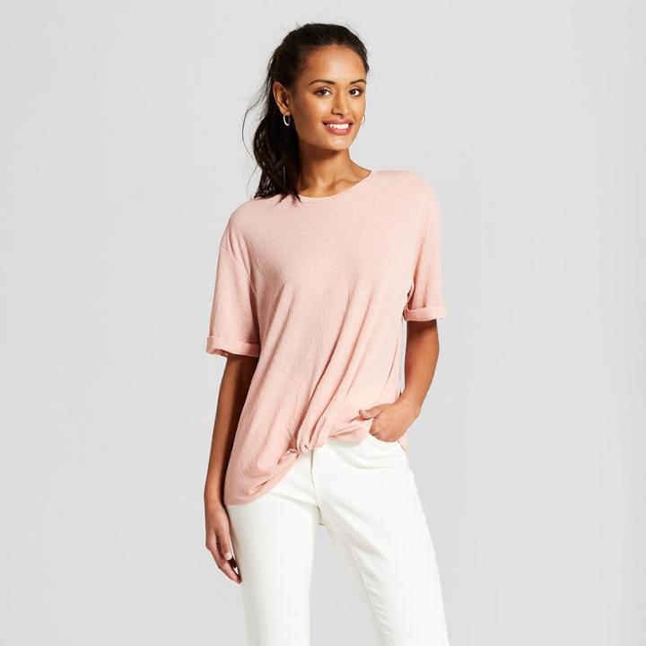 Women's Short Sleeve Twist Front T-shirt - 3hearts (juniors') Mauve