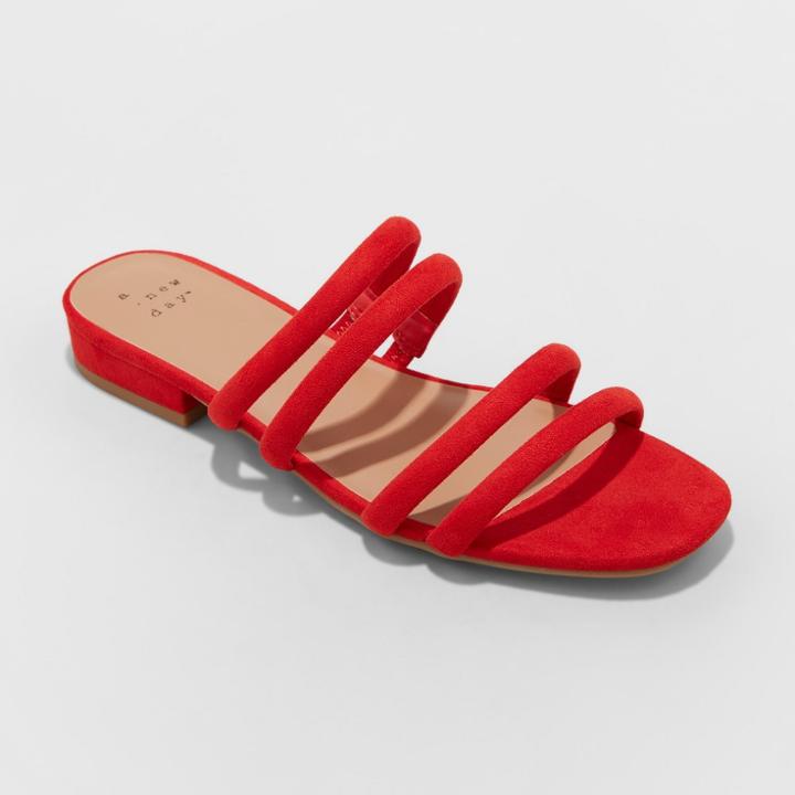 Women's Sophia Strappy Slide Sandals - A New Day Red