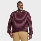 Men's Big & Tall Striped Crew Neck Pullover - Goodfellow & Co Pomegranate