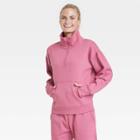 Women's Cotton Fleece 1/4 Zip Sweatshirt - All In Motion Rose Red