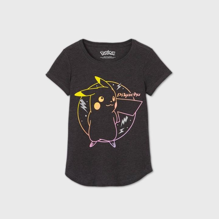 Girls' Nintendo Pokemon Short Sleeve T-shirt - Black