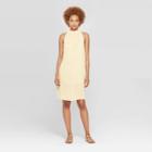 Women's Sleeveless Mock Turtleneck A Line Dress - Prologue Yellow Xl,