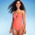 Women's Front Cut Out Ruffle Detail One Piece Swimsuit - Shade & Shore Red/orange