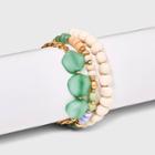 Semi-precious Cream Opal And Jade Chain Stretch Bracelet Set 3pc - Universal Thread Green