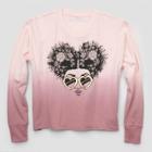 Fifth Sun Girls' Long Sleeve Flower Hair Dip Dye Sweatshirt - Faded Rose