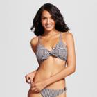 Women's Gingham Tie Front Bikini To - Xhilaration Black Gingham D/dd Cup