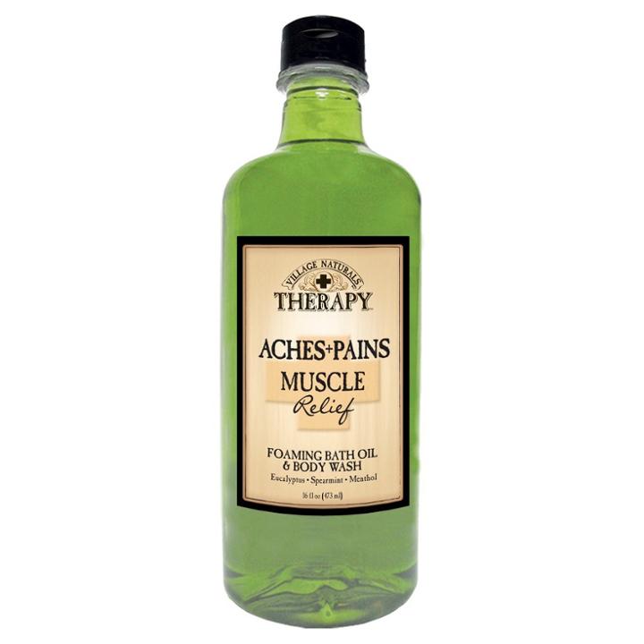 Village Naturals Therapy Aches And Pains Relief Foaming Bath Oil And Body Wash