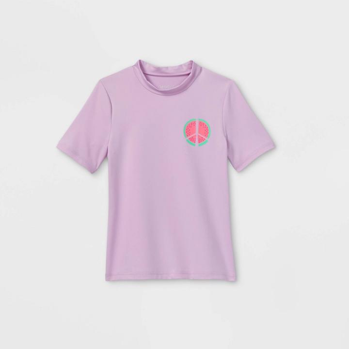 Girls' Watermelon Print Short Sleeve Rash Guard Swim Shirt - Cat & Jack Purple