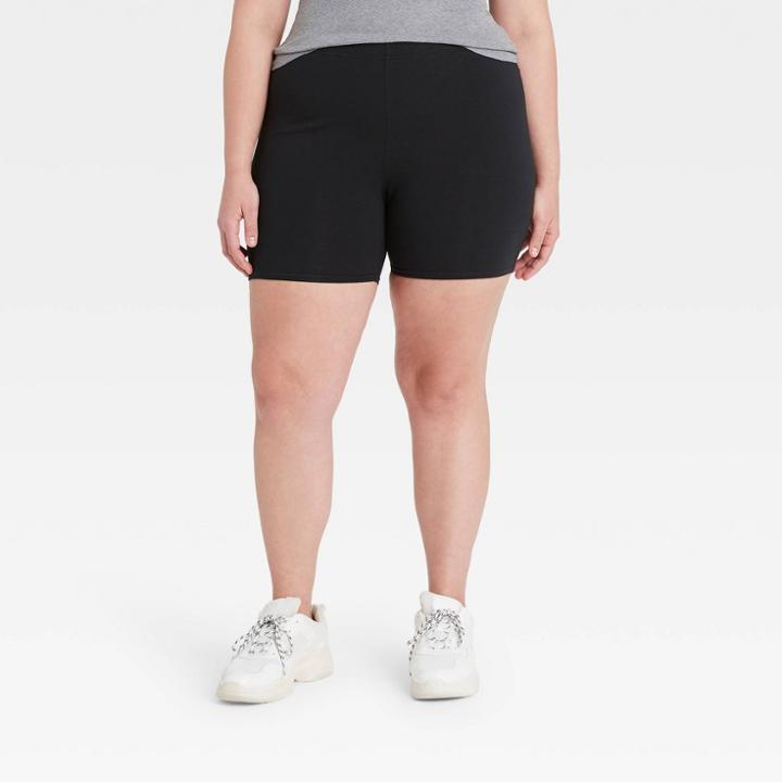 Women's Plus Size Cotton 5 Inseam Bike Shorts - Xhilaration Black