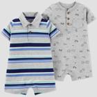 Baby Boys' 2pk Stripe Romper - Just One You Made By Carter's Gray Newborn, Boy's, Gray Blue