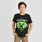 Boys' Minecraft Creeper Graphic T-shirt - Black