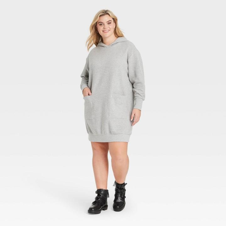 Women's Plus Size Long Sleeve Sweater Dress- Who What Wear Gray