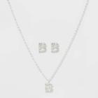 Initial B Crystal Jewelry Set - A New Day Silver, Women's