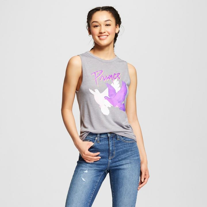 Women's Prince Back Destruction Graphic Tank Top (juniors') Gray