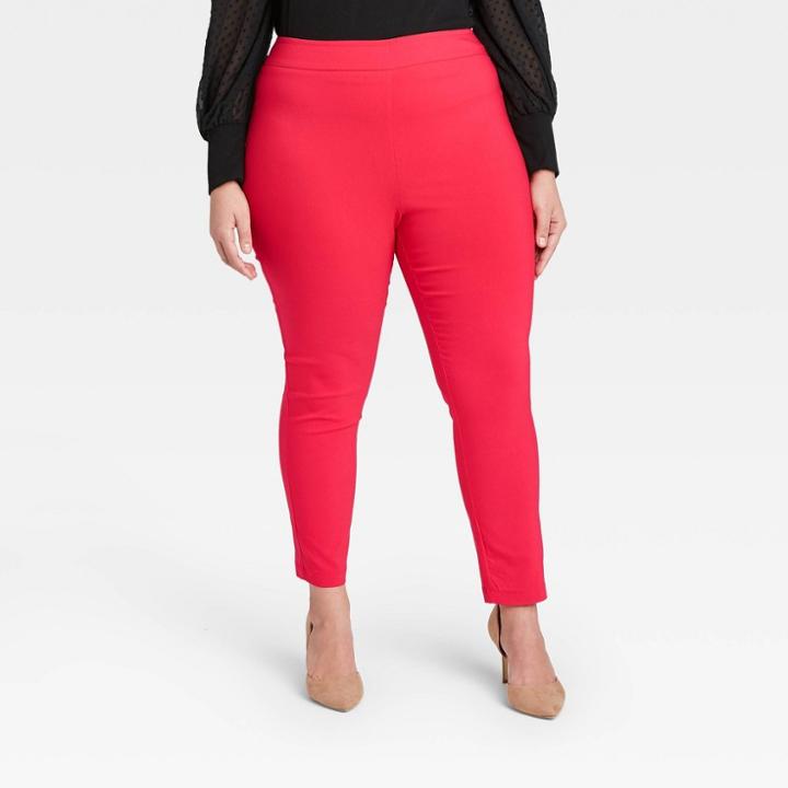 Women's Plus Size High-rise Ankle Length Pants - Who What Wear Red