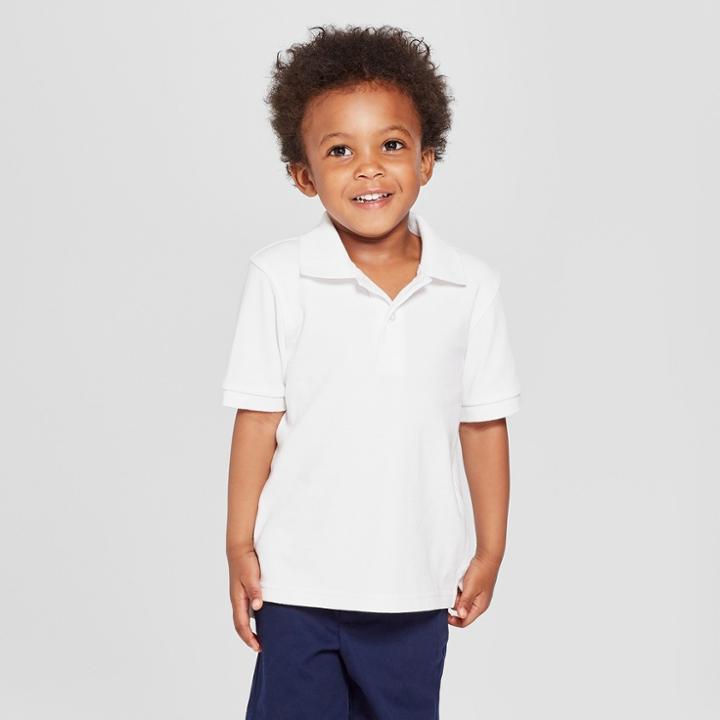 Petitetoddler Boys' Short Sleeve Interlock Uniform Polo Shirt - Cat & Jack White