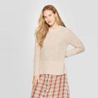 Women's Long Sleeve Crewneck Raglan Pullover Sweater - Universal Thread Cream