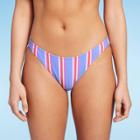 Women's Ribbed High Leg Extra Cheeky Bikini Bottom - Shade & Shore Lavender Blue