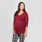 Maternity Long Sleeve V-neck Side Shirred T-shirt - Isabel Maternity By Ingrid & Isabel Burgundy M, Women's,