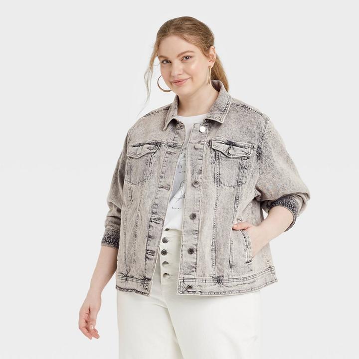 Women's Plus Size Denim Jacket - Universal Thread Gray