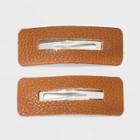 Faux Leather Hair Clip Set 2pc - Universal Thread Brown
