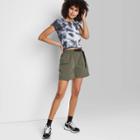 Women's High-rise Belted Sporty Shorts - Wild Fable Olive Green