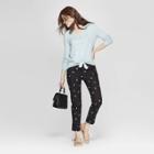 Women's Long Sleeve V-neck Rib Knit Button Front Top - A New Day