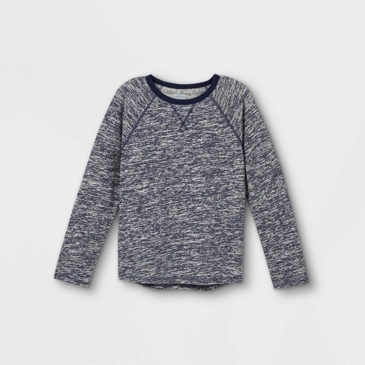 Boys' Adaptive Soft Long Sleeve Crewneck T-shirt - Cat & Jack Heather Navy