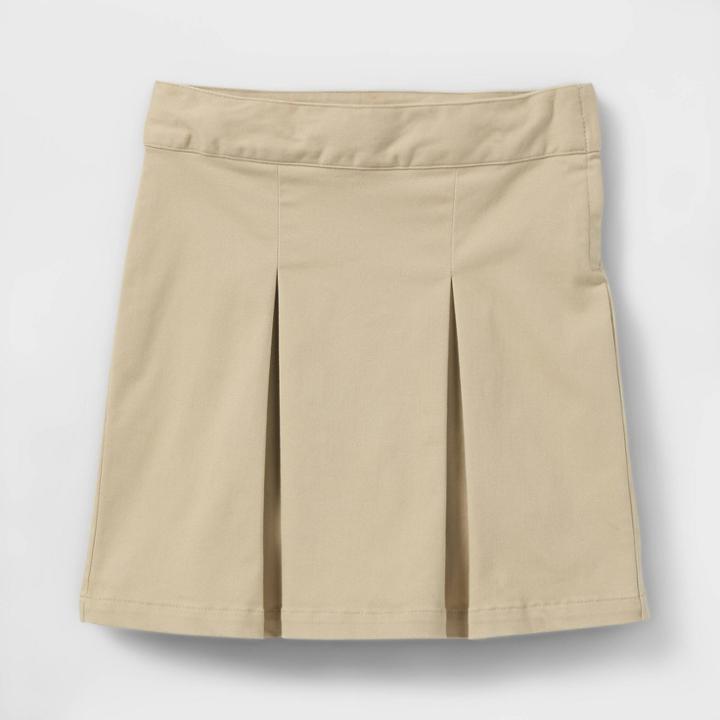 Girls' Pleated Twill Uniform Skorts - Cat & Jack Beige