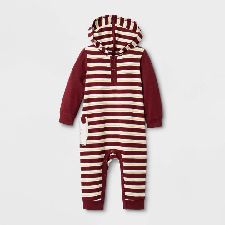 Baby Boys' Striped Romper - Cat & Jack Maroon Newborn, Boy's, Red