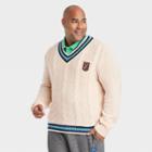 Houston White Adult Plus Size V-neck Tennis Pullover Sweater - White