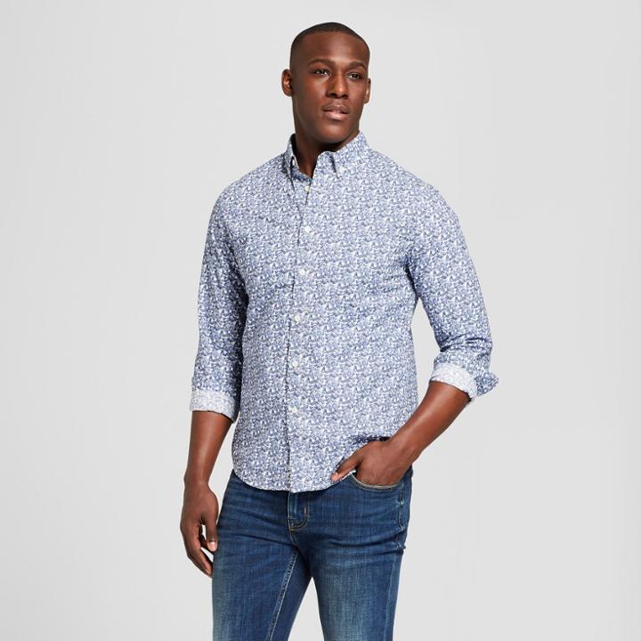Men's Standard Fit Long Sleeve Northrop Button-down Shirt - Goodfellow & Co Ac Blue