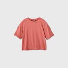 Women's Rolled Cuff Short Sleeve Boxy T-shirt - Wild Fable Cherry
