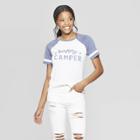Women's Short Sleeve Happy Camper Raglan T-shirt - Grayson Threads (juniors') - White